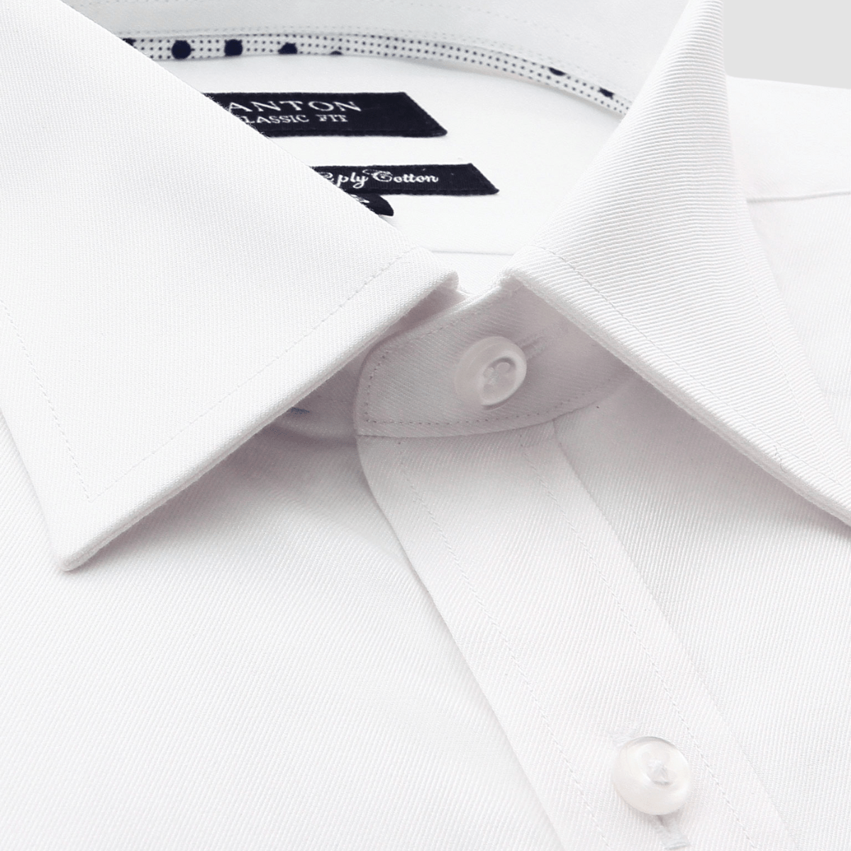 Ganton Classic Fit Michael Fine Twill Mens French Cuff Shirt in White