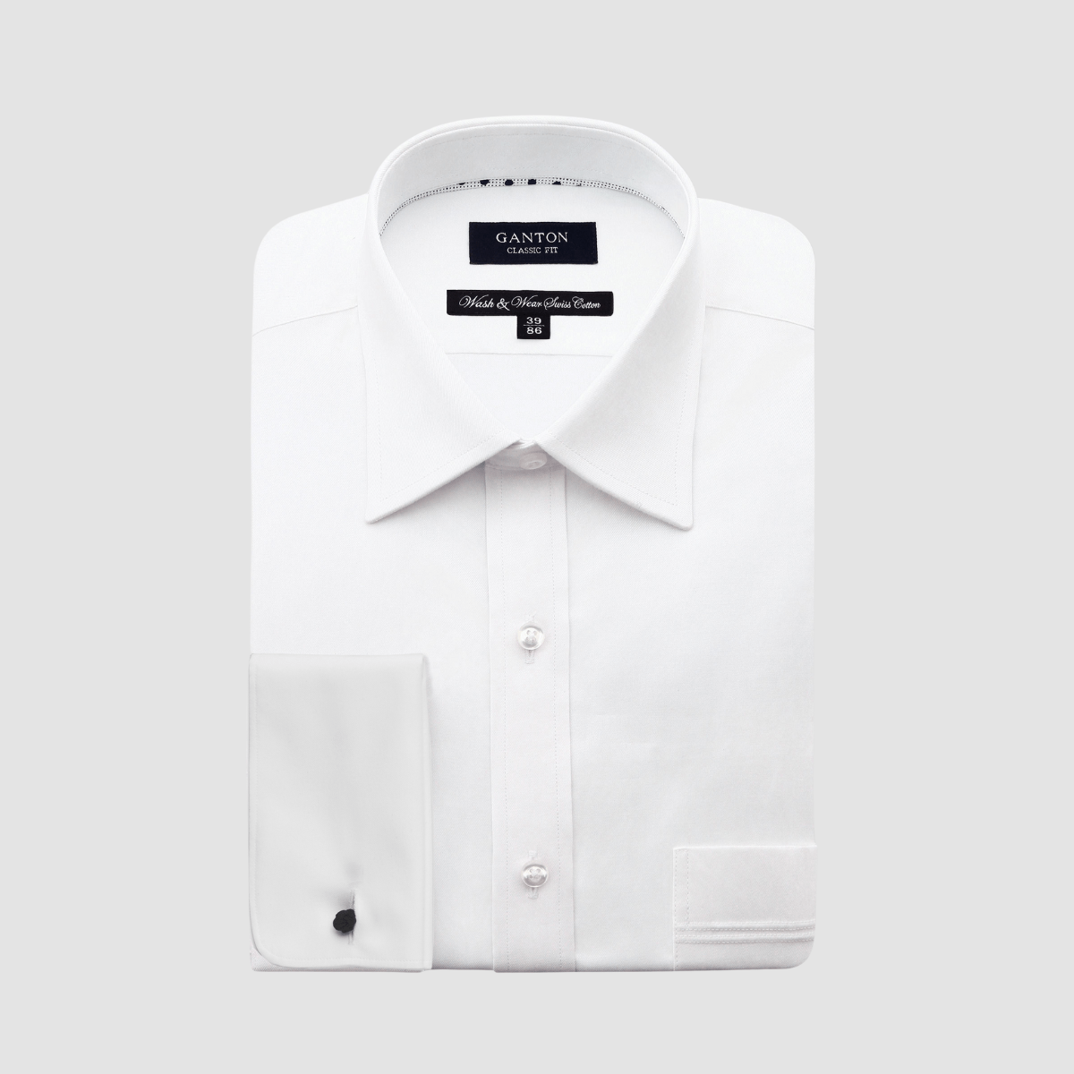 Ganton Classic Fit Michael Fine Twill Mens French Cuff Shirt in White