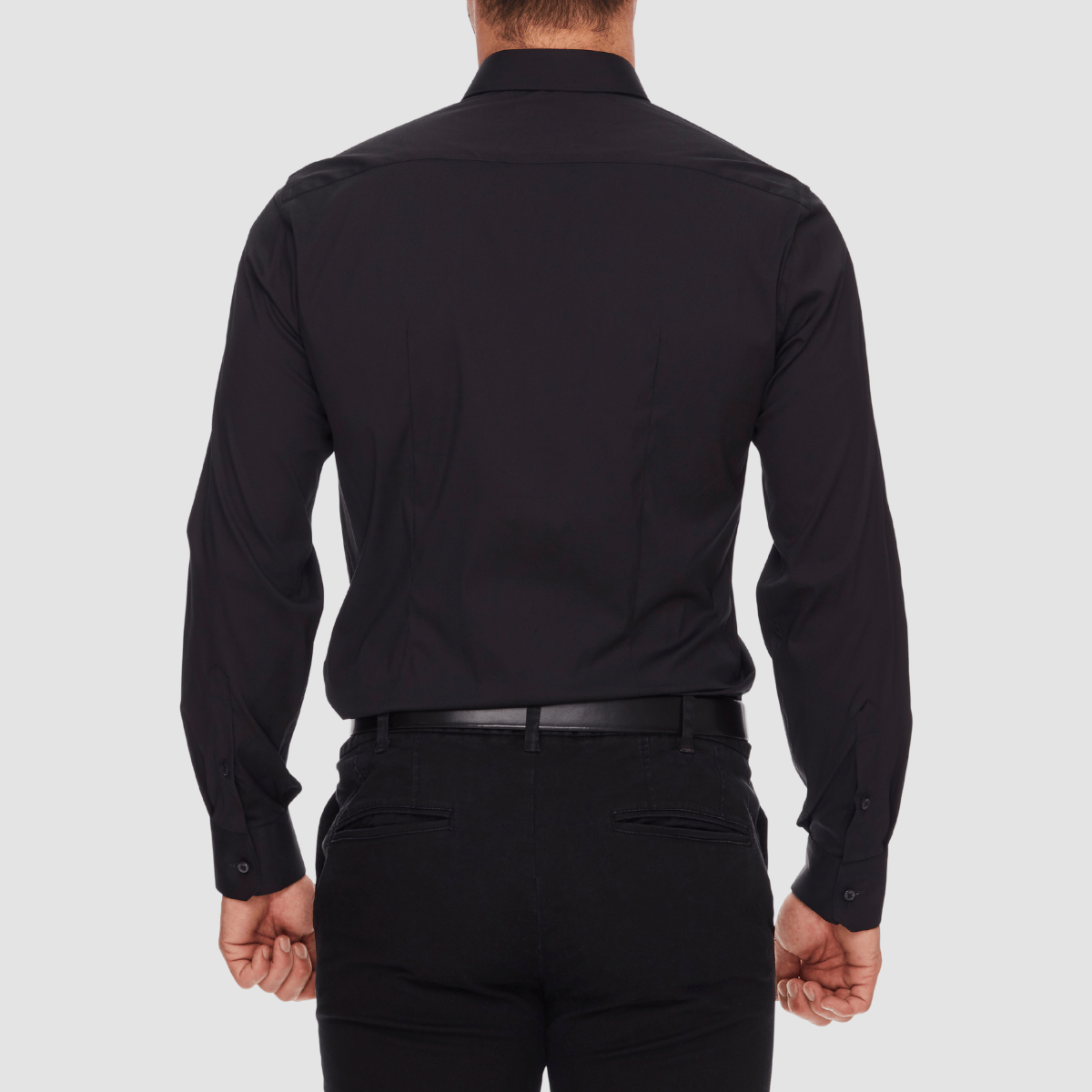 Ganton Slim Fit Scott Stretch Mens Shirt in Black