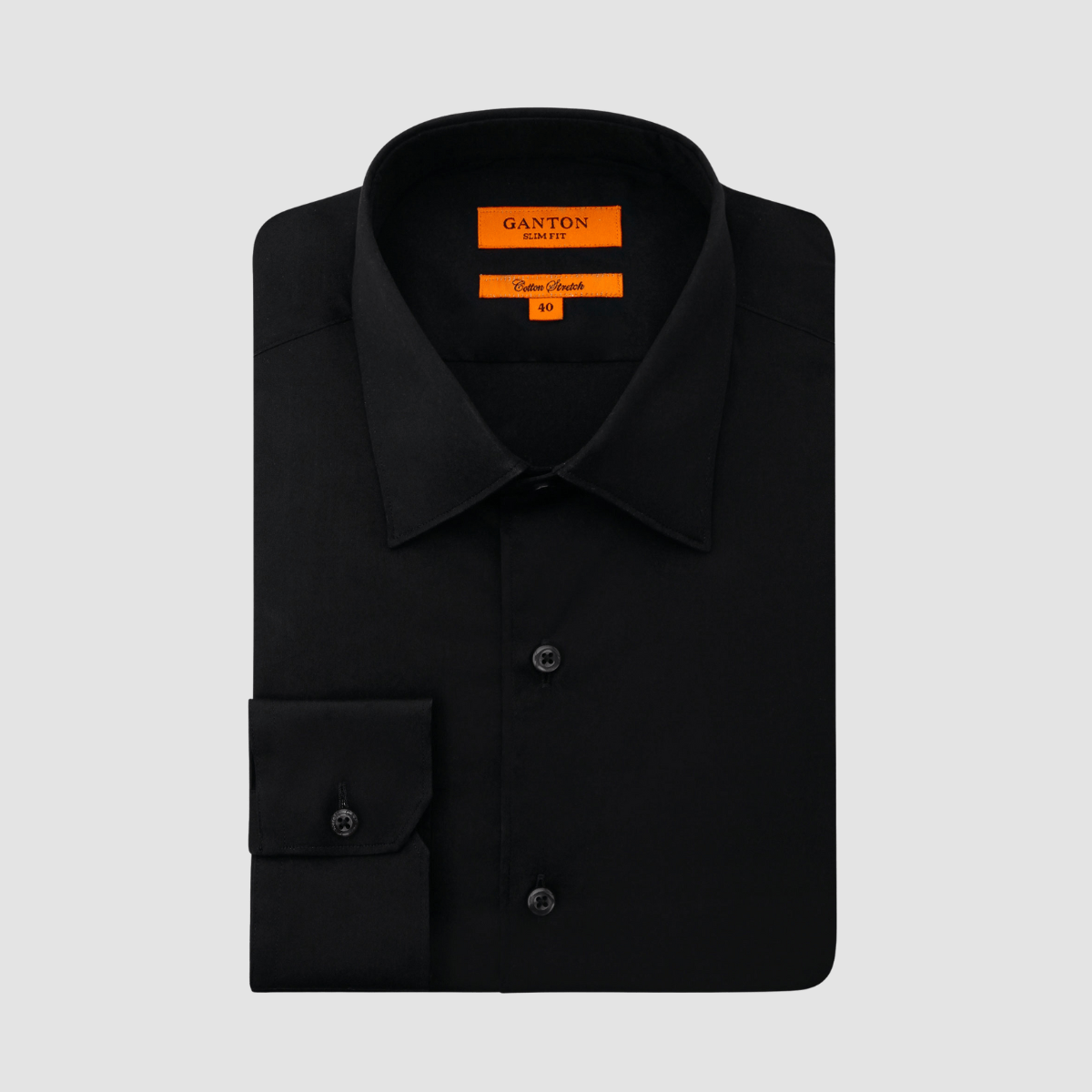 Ganton Slim Fit Scott Stretch Mens Shirt in Black