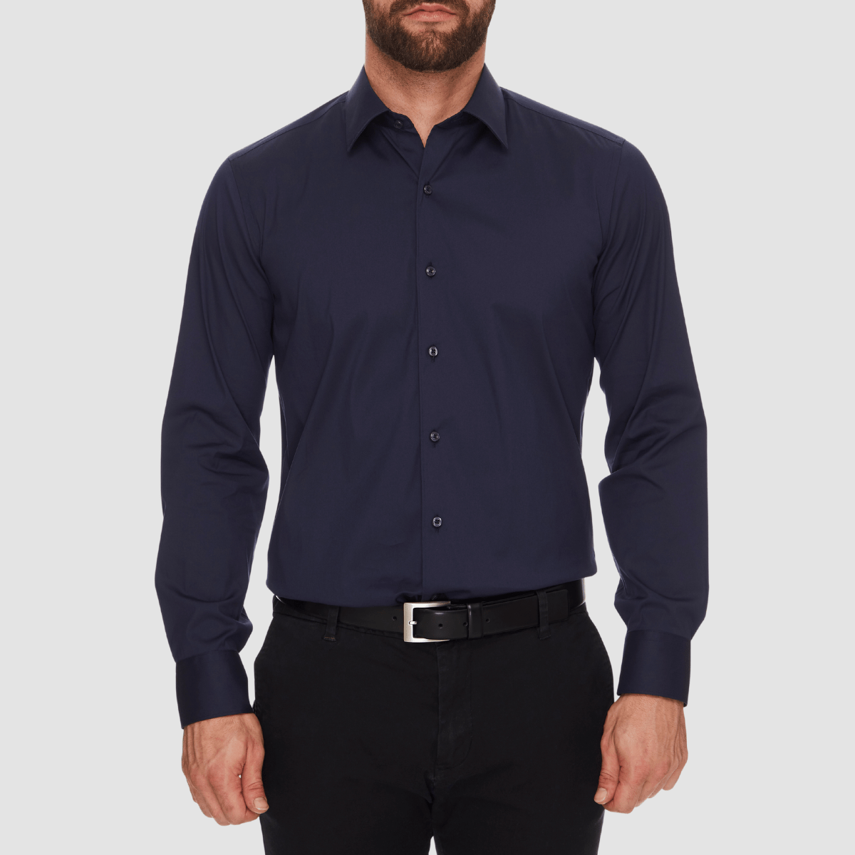 Ganton Slim Fit Scott Stretch Mens Shirt in Navy