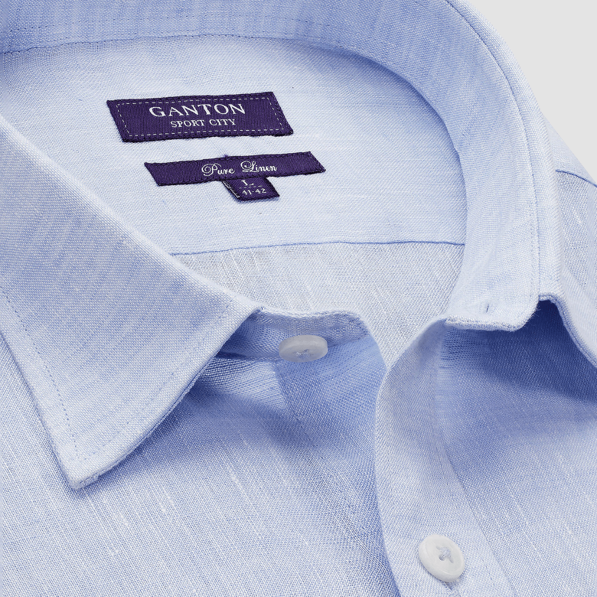 Ganton Tailored Fit Casey Mens Shirt in Sky Blue Linen