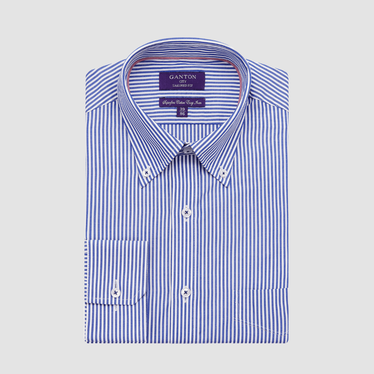 Ganton Tailored Fit Colin Mens Shirt in Blue Stripe