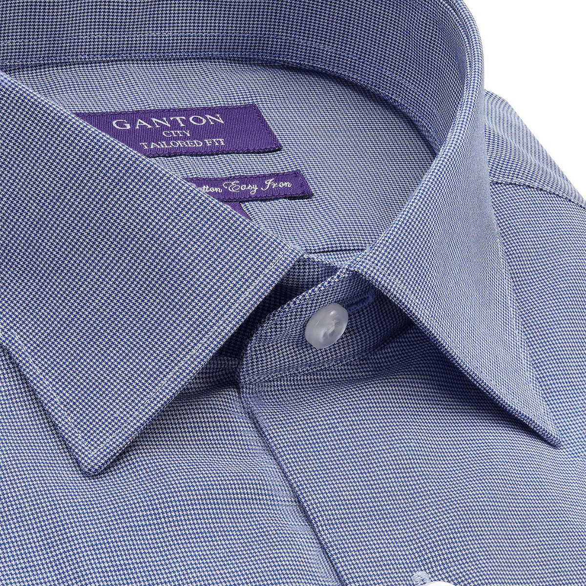 Ganton Tailored Fit Earl Mens Shirt in Navy Micro-Check