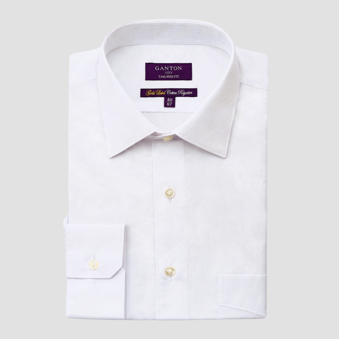 Ganton Tailored Fit Gold Label City Mens Shirt in White