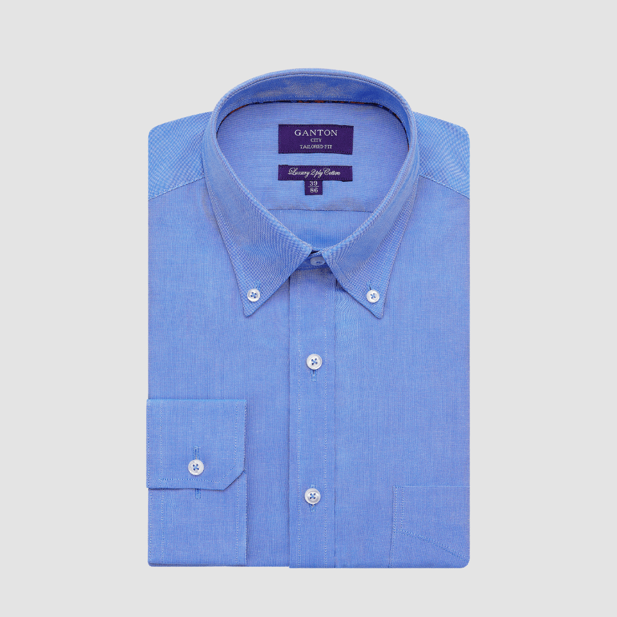 Ganton Tailored Fit Morgan Oxford Mens Shirt in Blue