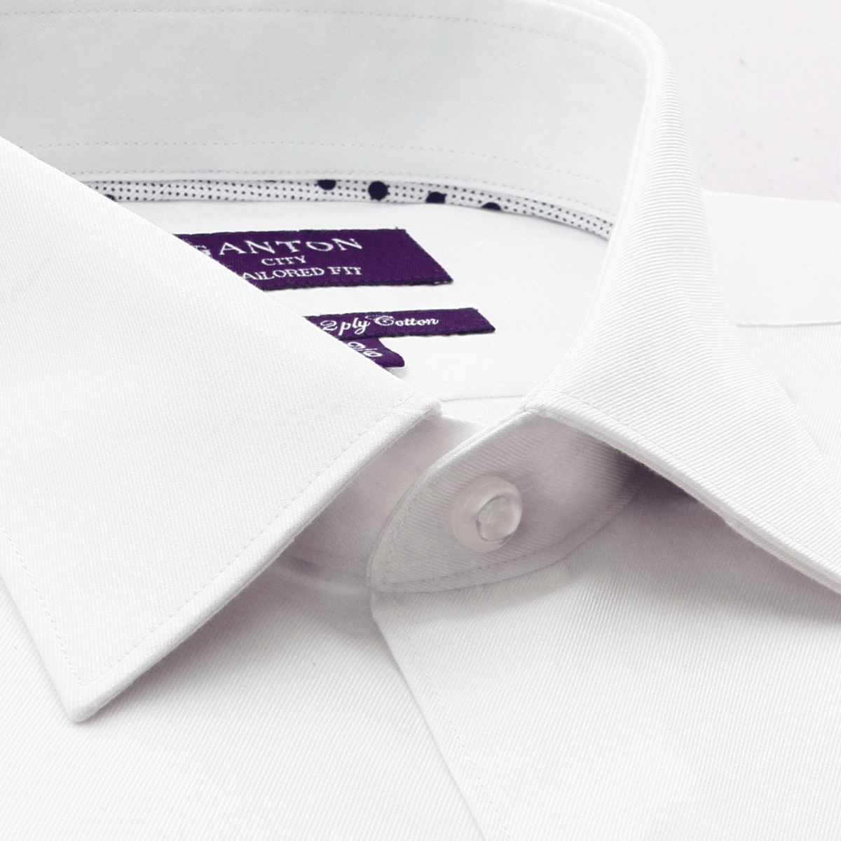 Ganton Tailored Fit Ronan Fine Twill Mens Shirt in White