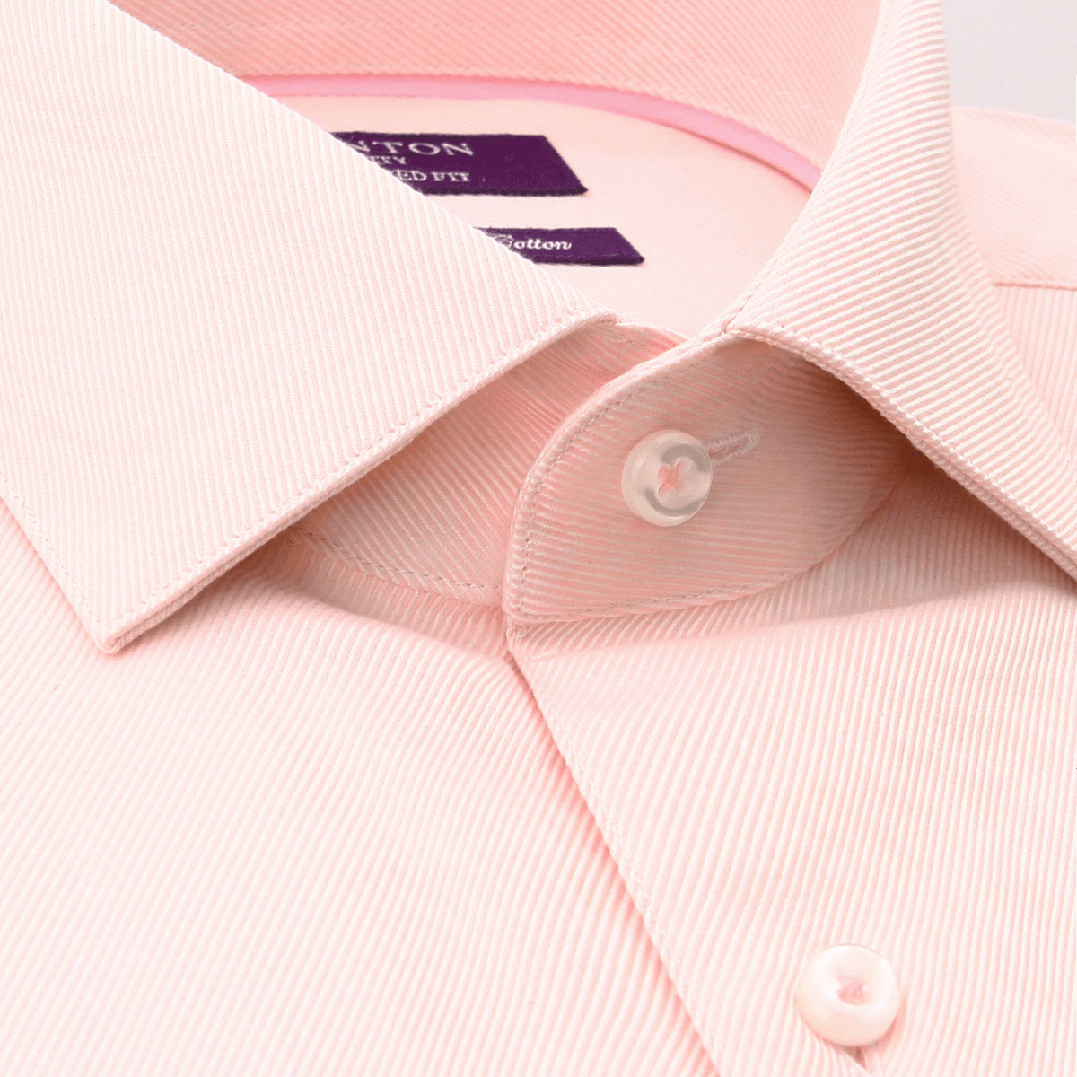 Ganton Tailored Fit Benjamin Lux Twill Mens Shirt in Pink