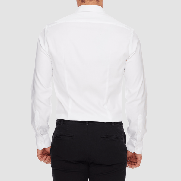 Ganton Slim Fit Winston Lux Twill Mens Shirt in White