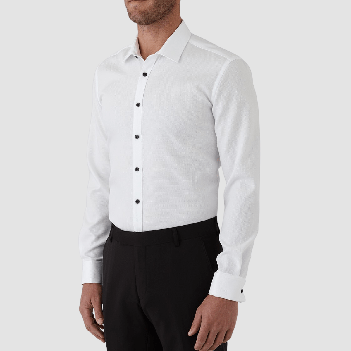 Gibson slim fit archie french cuff contrast button shirt in white