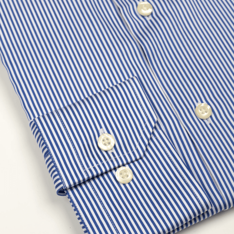 Hardy Amies Slim Fit Striped Mens Shirt in Blue Cotton