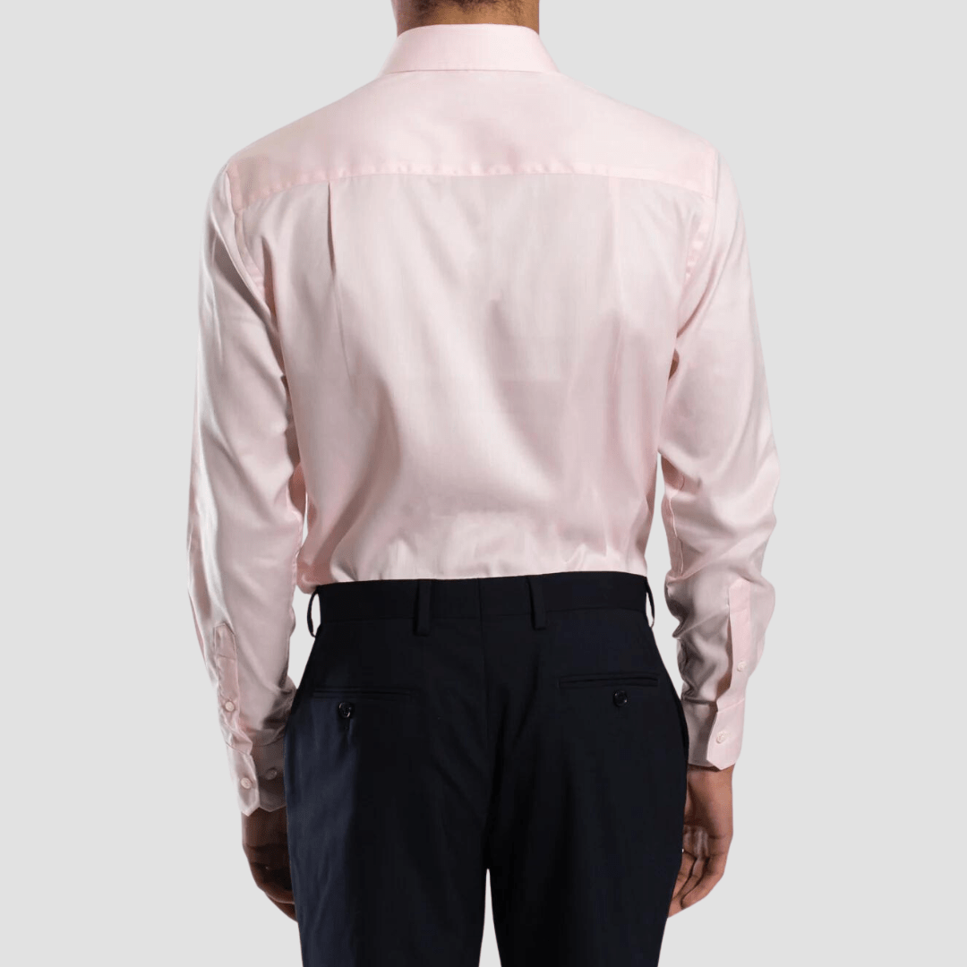 Hardy Amies Classic Fit Mens Mini Herringbone Shirt in Pink