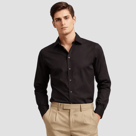 Espresso Shirt Fabric by Hardy Amies, crafted in soft cotton