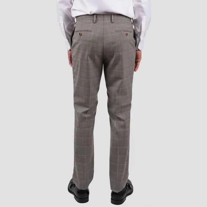Hardy Amies Men's Tailored Fit Brinsley Trousers in Truffle Wool