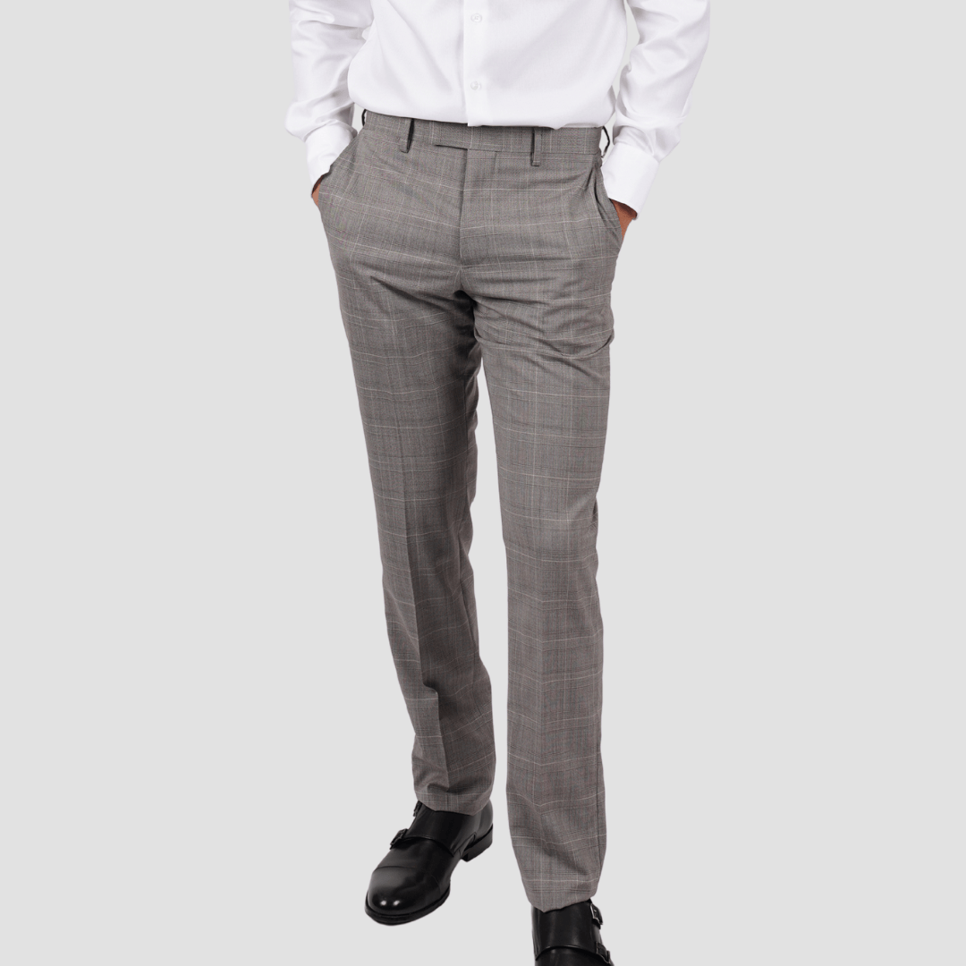 Hardy Amies Men's Tailored Fit Brinsley Trousers in Truffle Wool