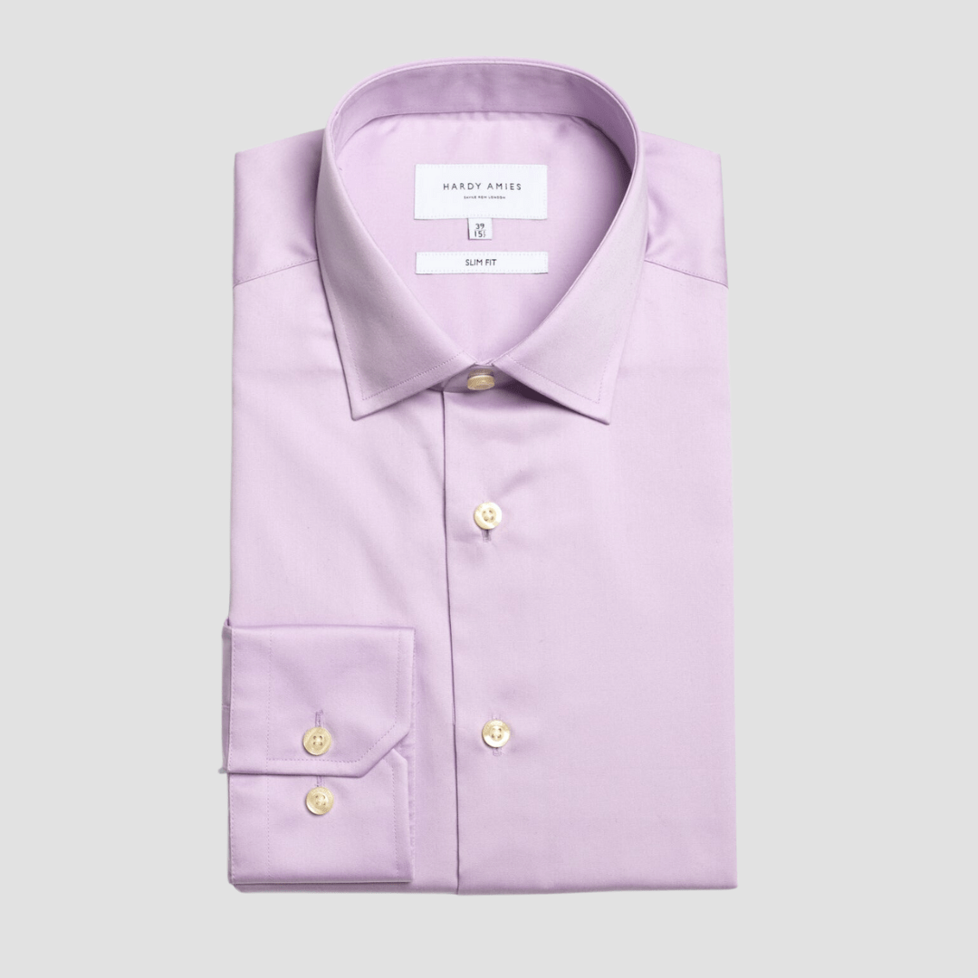 Hardy Amies Slim Fit Mens Poplin Shirt in Lilac