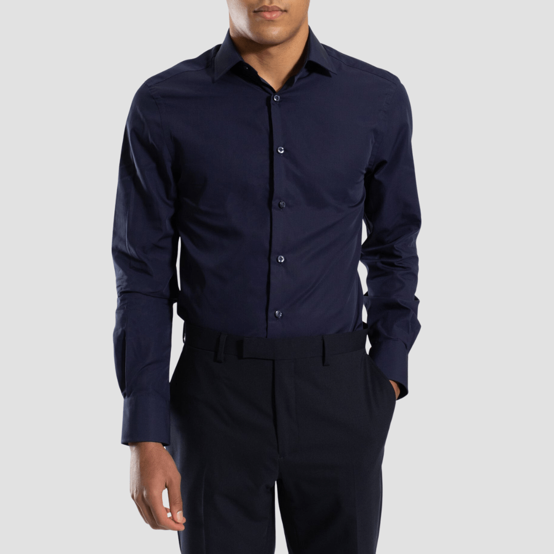 Hardy Amies Slim Fit Mens Shirt in Navy Blue