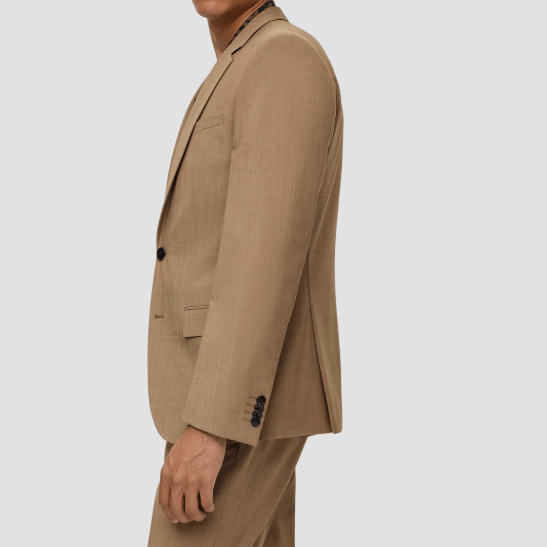 Hugo slim fit henry suit in tan mohair-look