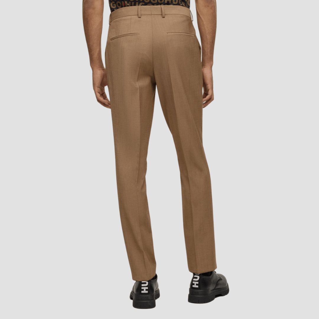 Hugo slim fit henry suit in tan mohair-look