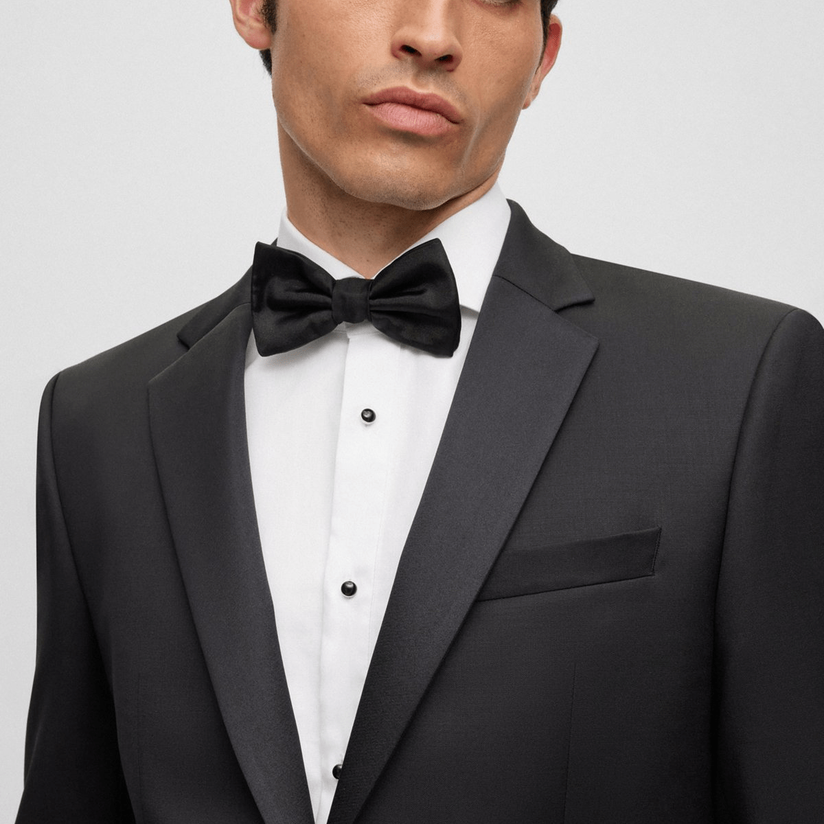 Boss Huge B1 Tuxedo Dinner Suit in Black Pure Wool