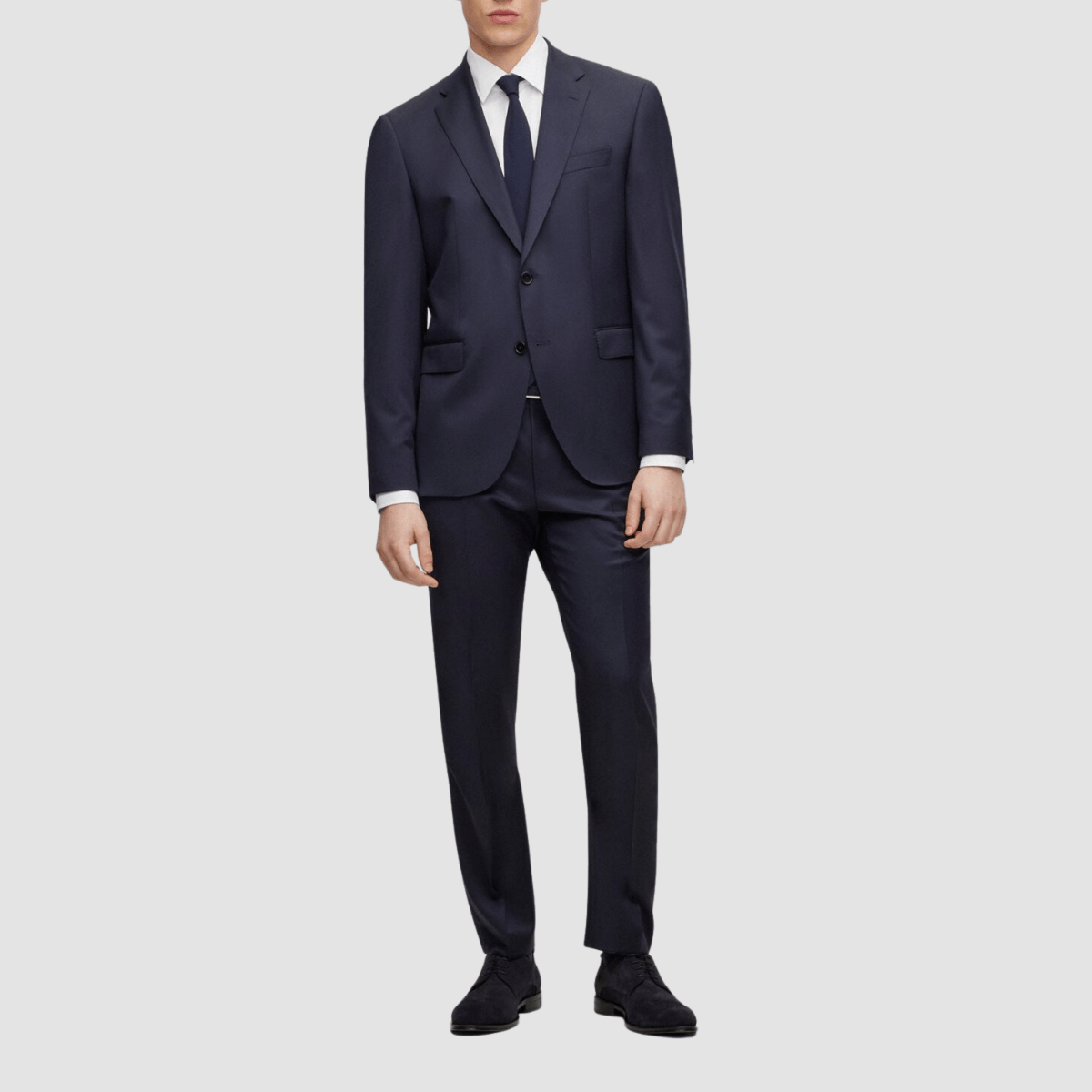 Boss Classic Fit Lenon Suit Trouser in Dark Blue Pure Wool
