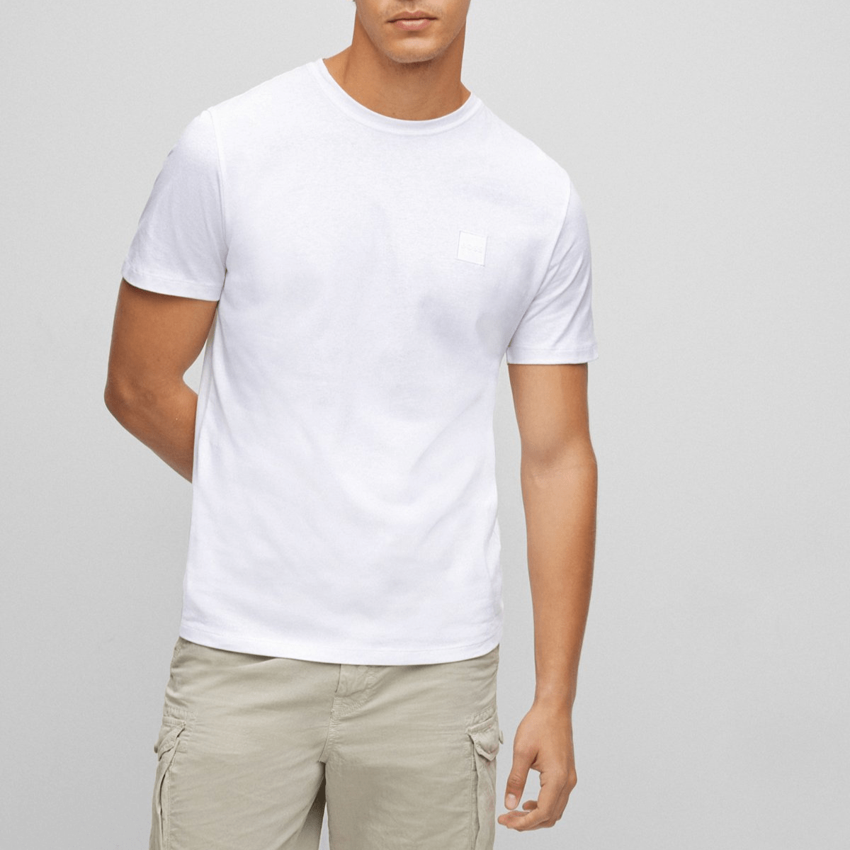 Hugo Boss Logo Patch Classic Fit Cotton Jersey T-Shirt in White