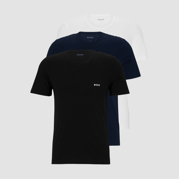 Hugo Boss Embroidered Logo Soft Cotton T-Shirt 3 Pack in Black, White and Navy