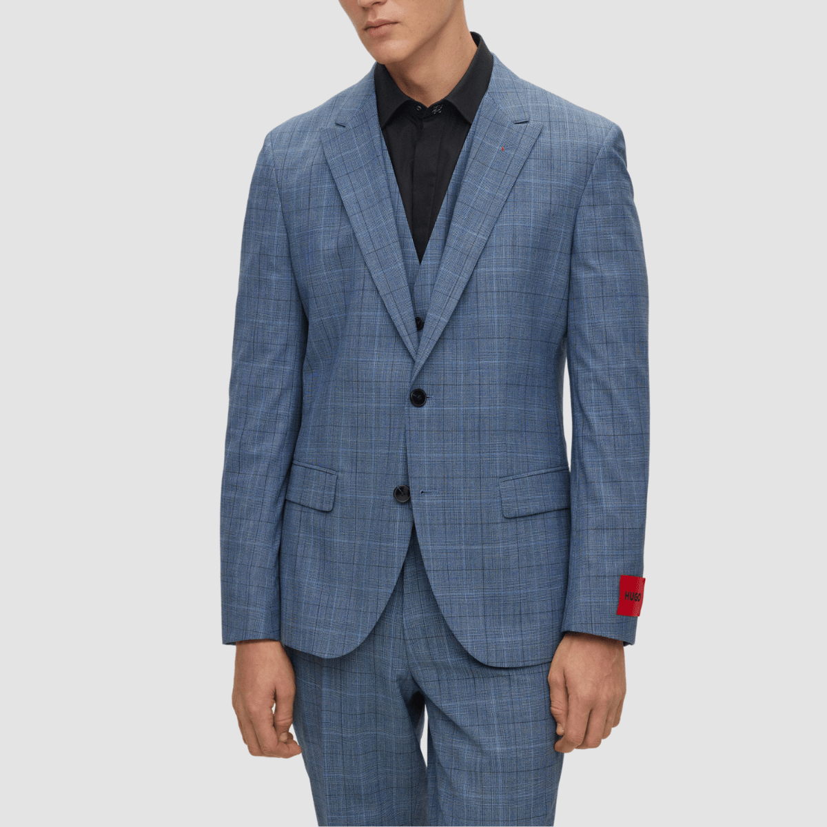 Hugo Boss slim fit henry getlin three piece mens suit in blue check