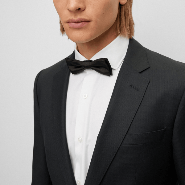 Hugo Boss Pure Silk Jacquard Bow Tie in Black Mens Suit
