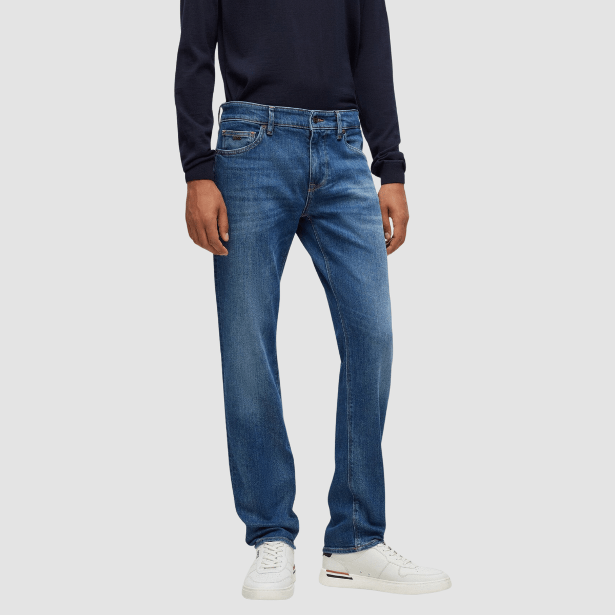 Hugo Boss Classic Fit Mens Jeans in Navy Comfort-Stretch Denim