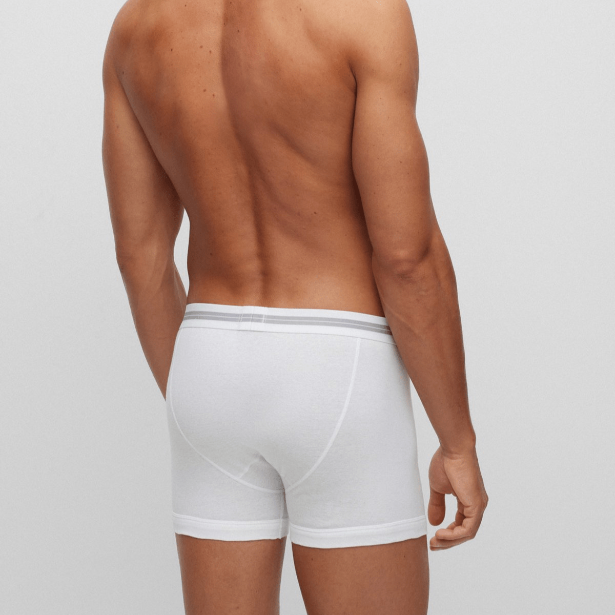 Hugo Boss Organic-Cotton Trunks in White with Boss Branded Waistband