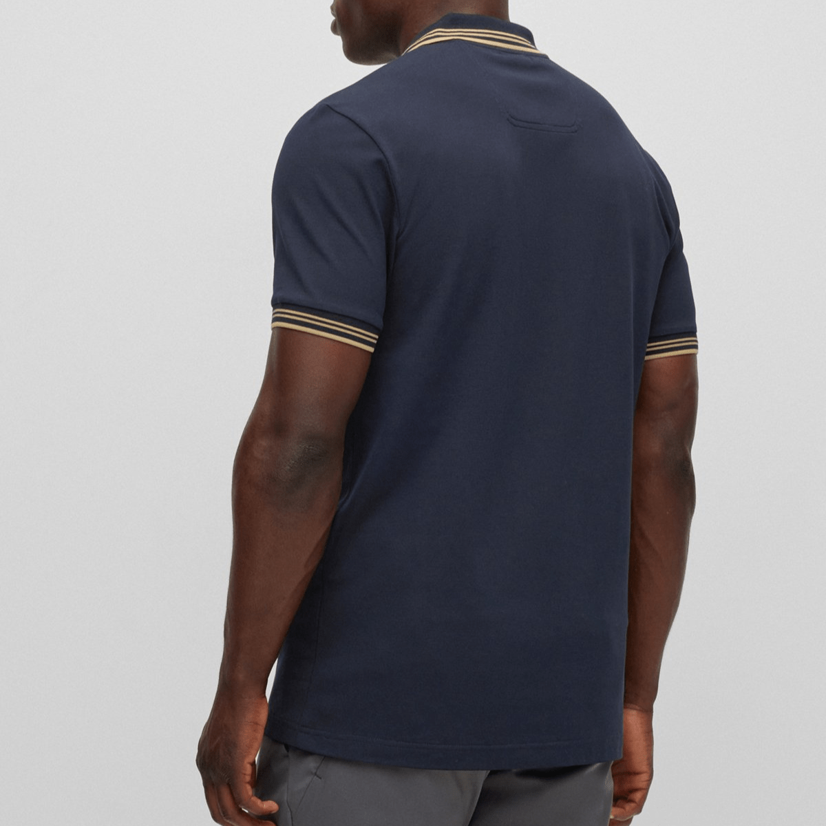 Hugo Boss Paul Curved Logo Slim Fit Polo in Dark Blue Stretch-Cotton Pique
