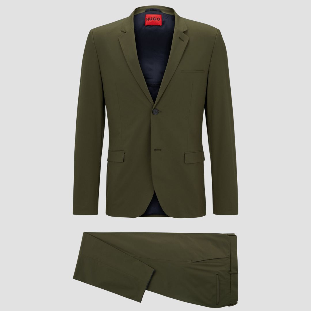 Hugo Boss Slim Fit Away Green Travel Suit