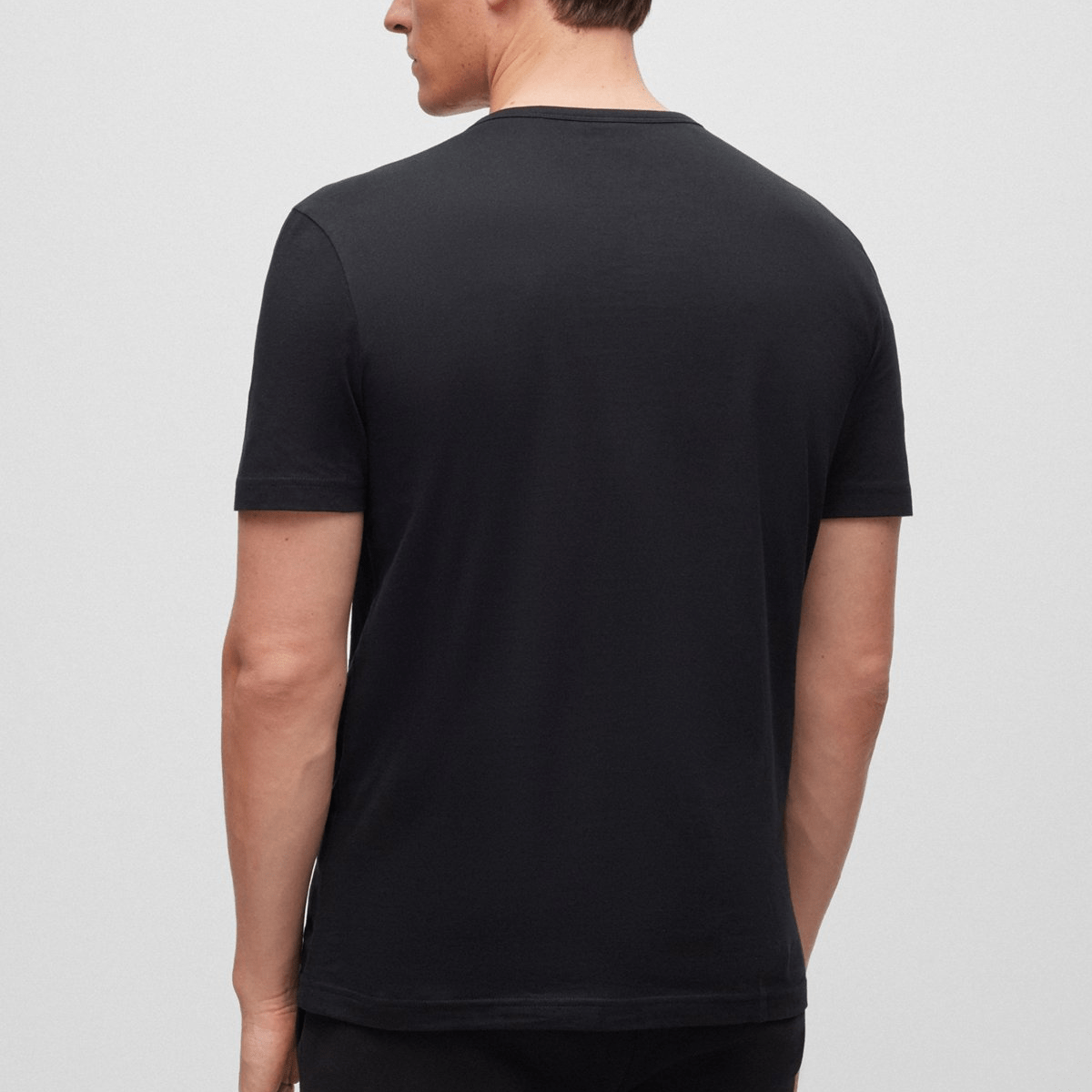 Boss Mens Classic Fit Cotton T-Shirt with Curved Logo in Black