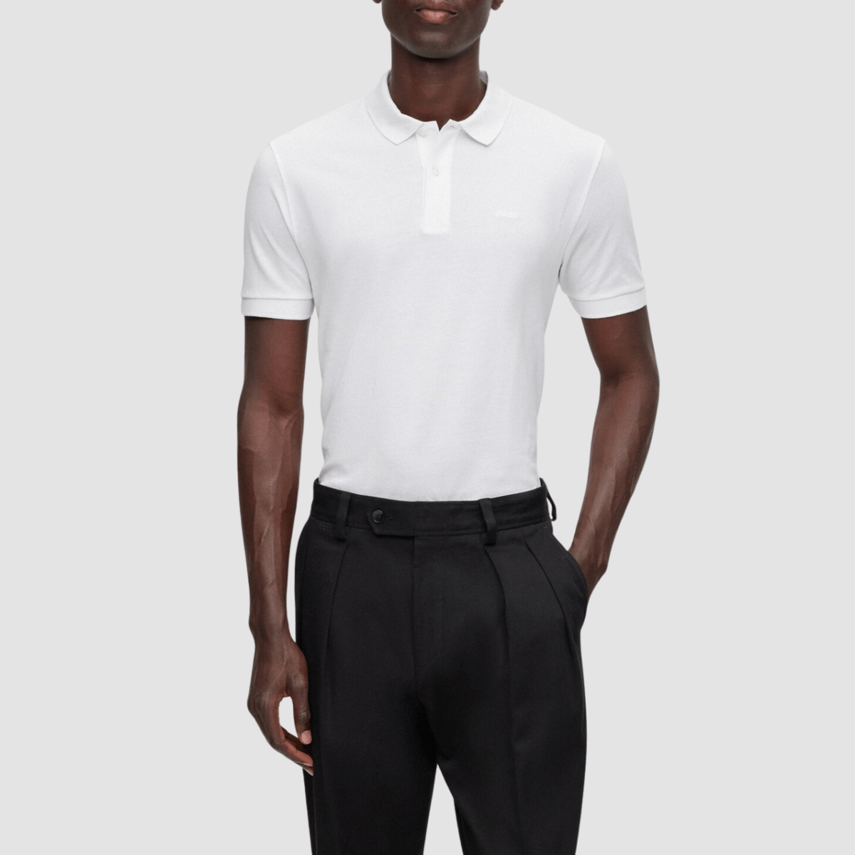 Boss Classic Fit Cotton Pallas Polo in White