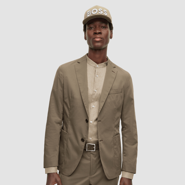 Hugo Boss Embroidered Logo Cotton-Twill Mens Cap in Khaki