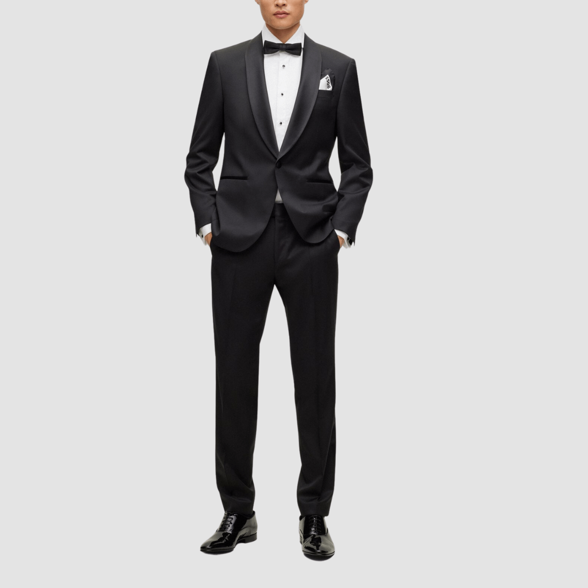 Hugo Boss Slim Fit Genius B1 Tuxedo Trouser in Black Pure Wool