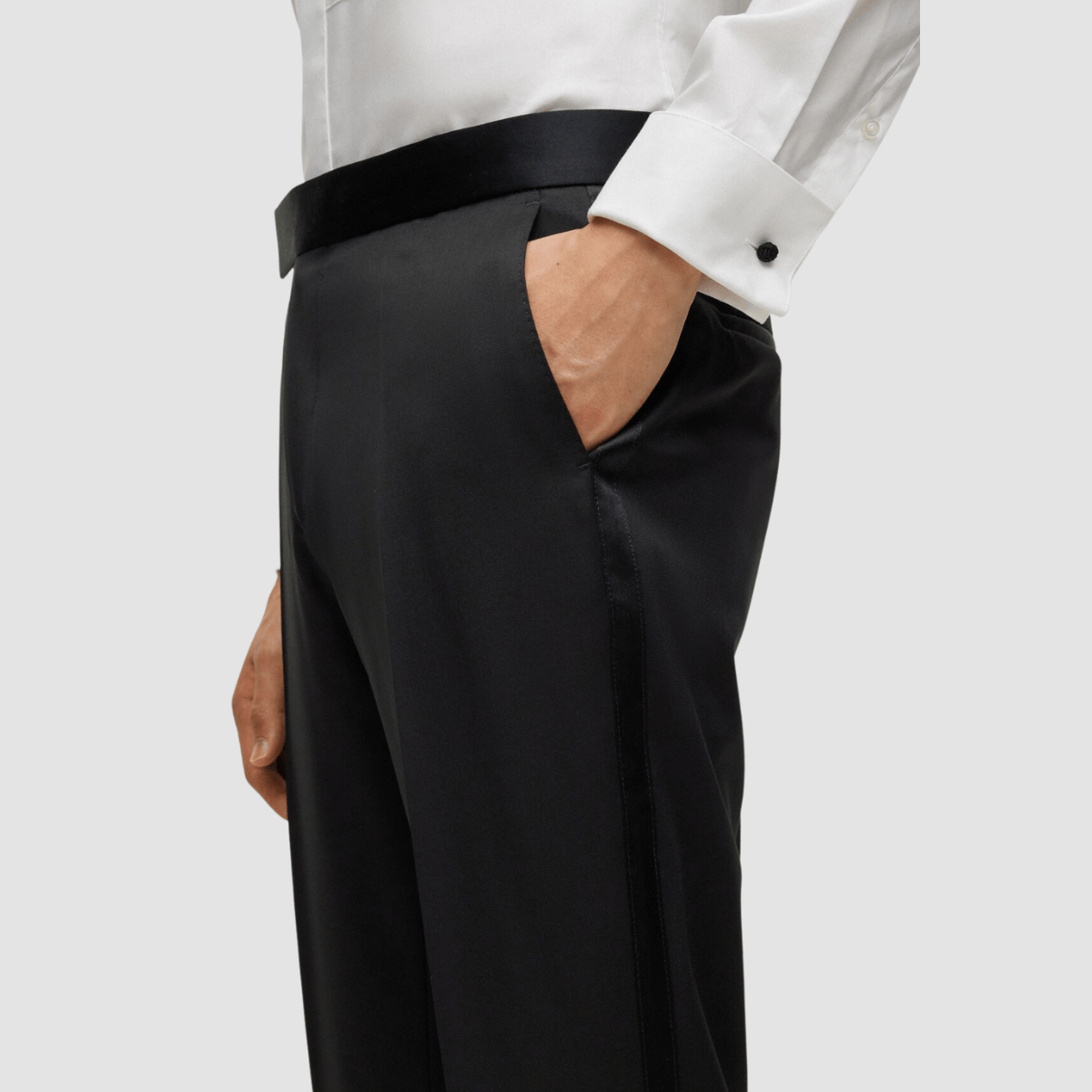 Hugo Boss Slim Fit Genius B1 Tuxedo Trouser in Black Pure Wool