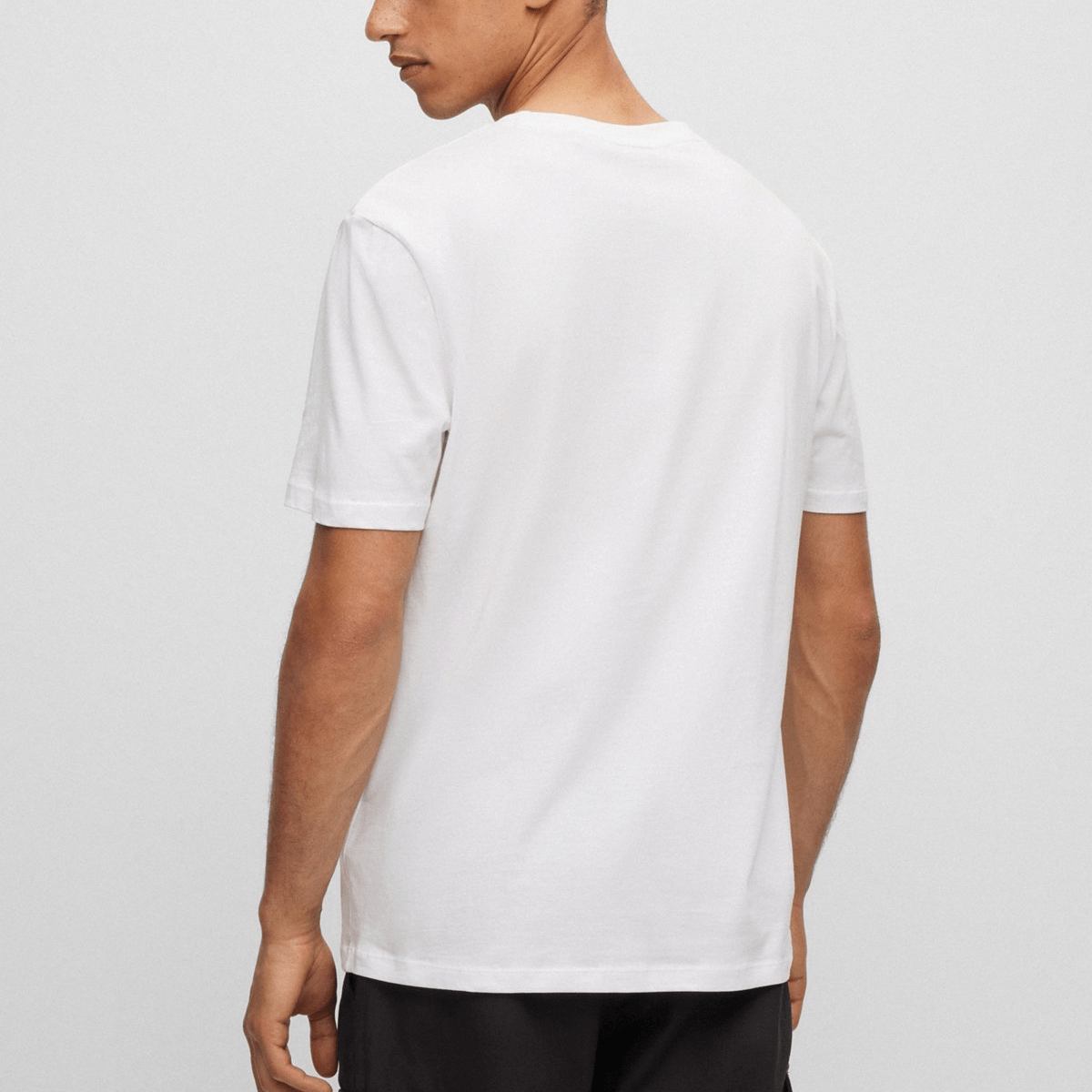 Hugo Boss Mens Classic Fit Jersey Cotton Boss Logo T-Shirt in Open White
