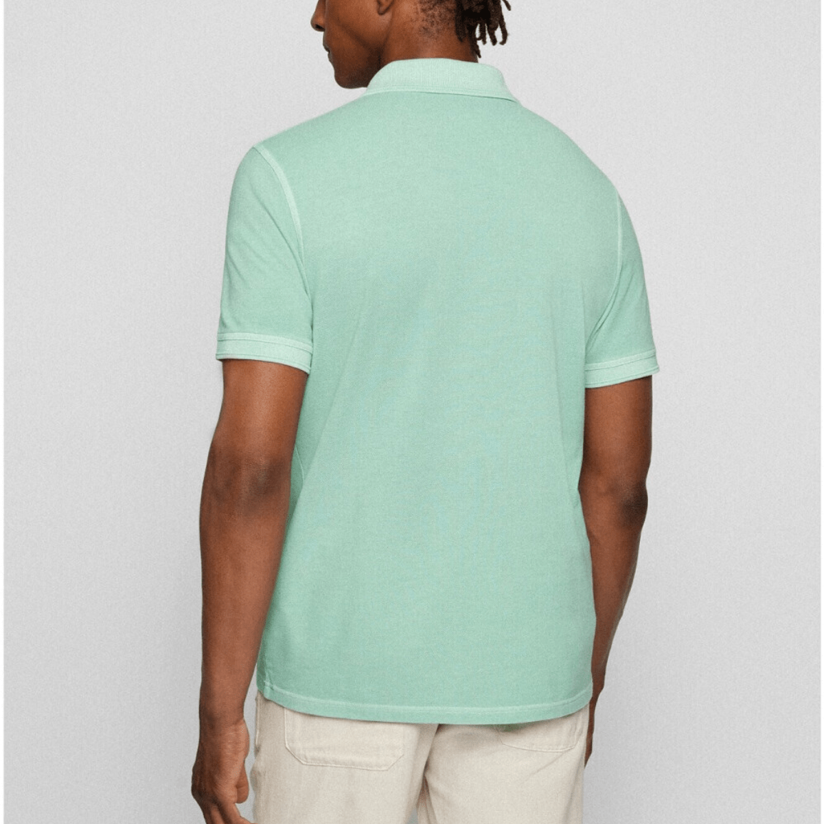 Hugo Boss Slim Fit Prime Polo in Pastel Green Washed Pure Cotton Pique