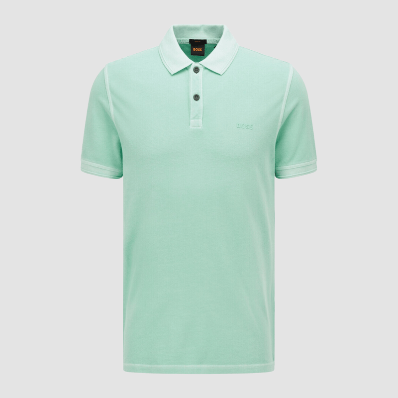 Hugo Boss Slim Fit Prime Polo in Pastel Green Washed Pure Cotton Pique