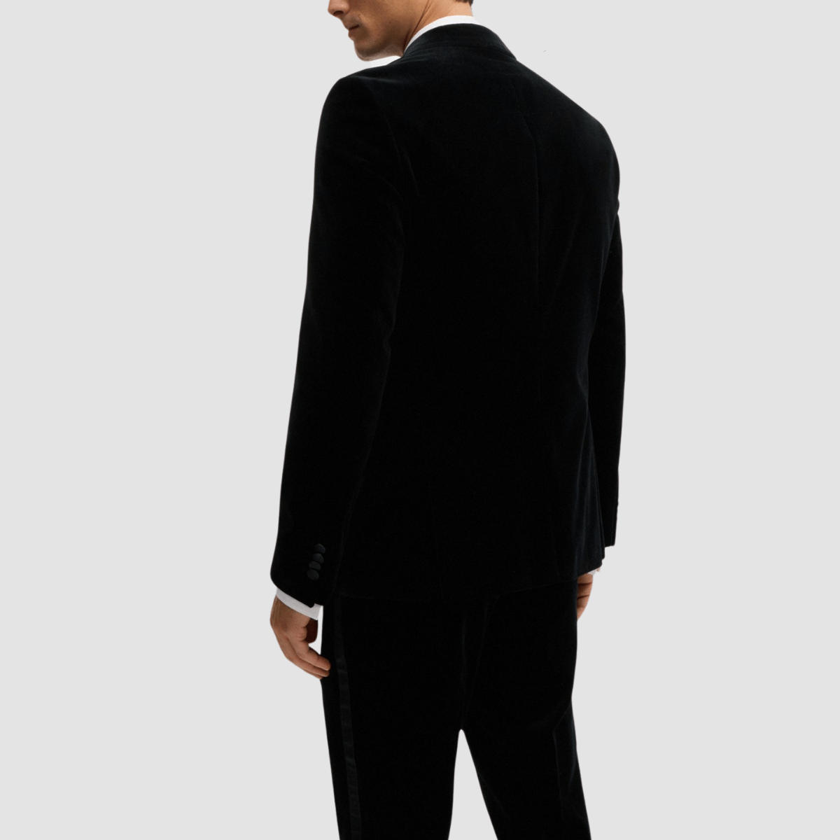 Hugo Boss Slim Fit Hutson Tuxedo Jacket in Black Pure Cotton Velvet