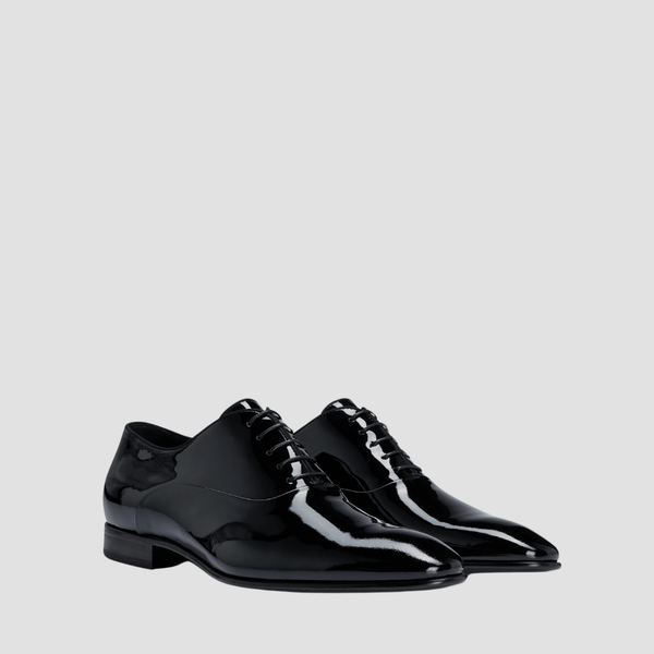 Boss Oxford Dress Shoes in Patent Black Leather – Mens Suit