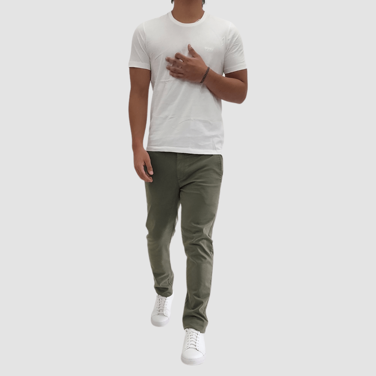 Jenson Slim Fit Jim Chino Pant in Khaki Green