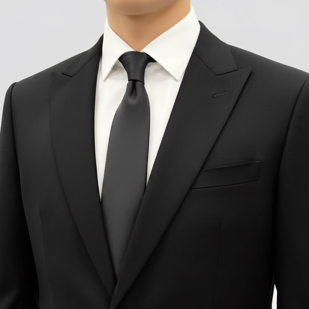 peak lapel black suit jacket