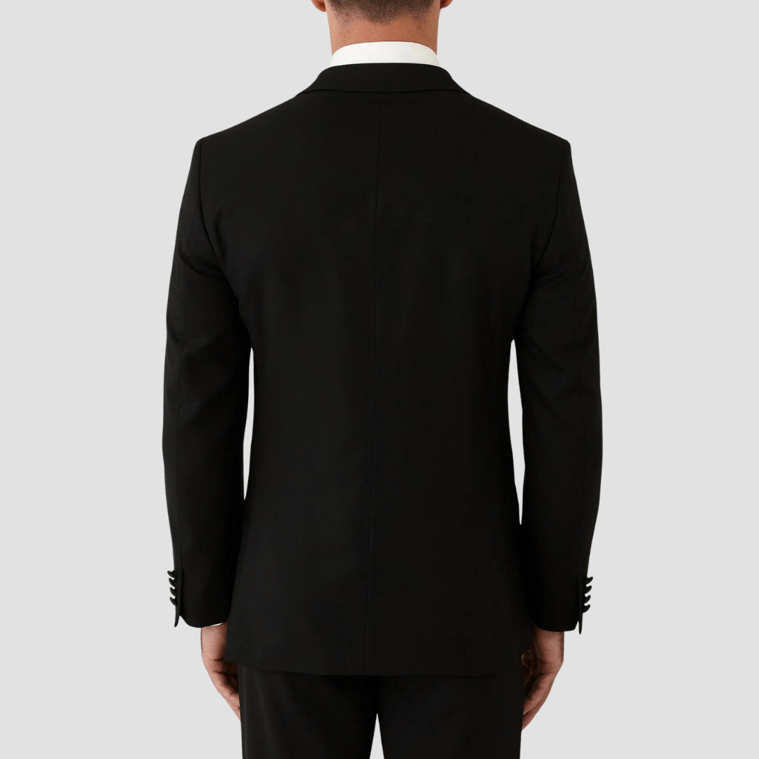 Joe Black slim fit citadel peak lapel evening tuxedo in black