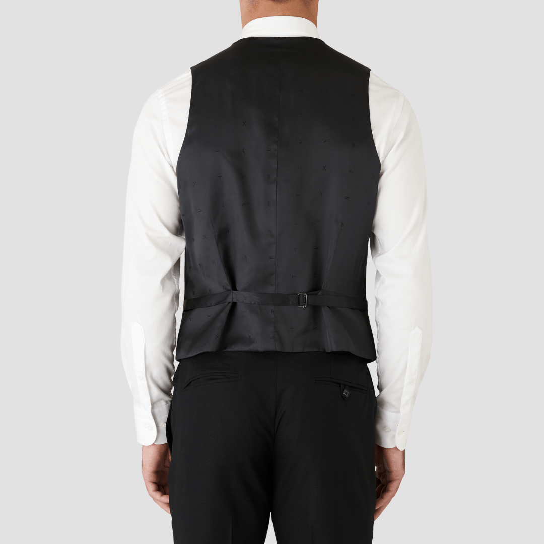 Joe Black slim fit mail vest in black pure wool FCK410