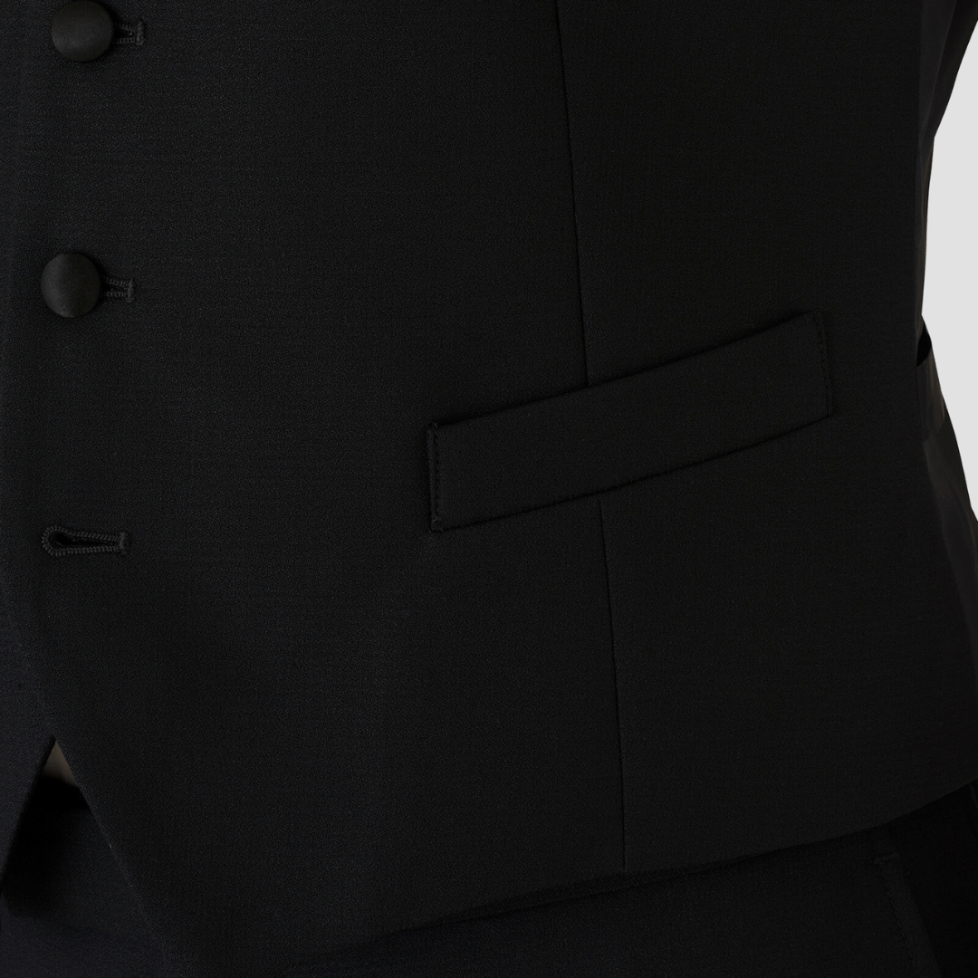 Joe Black slim fit mail vest in black pure wool FCK410