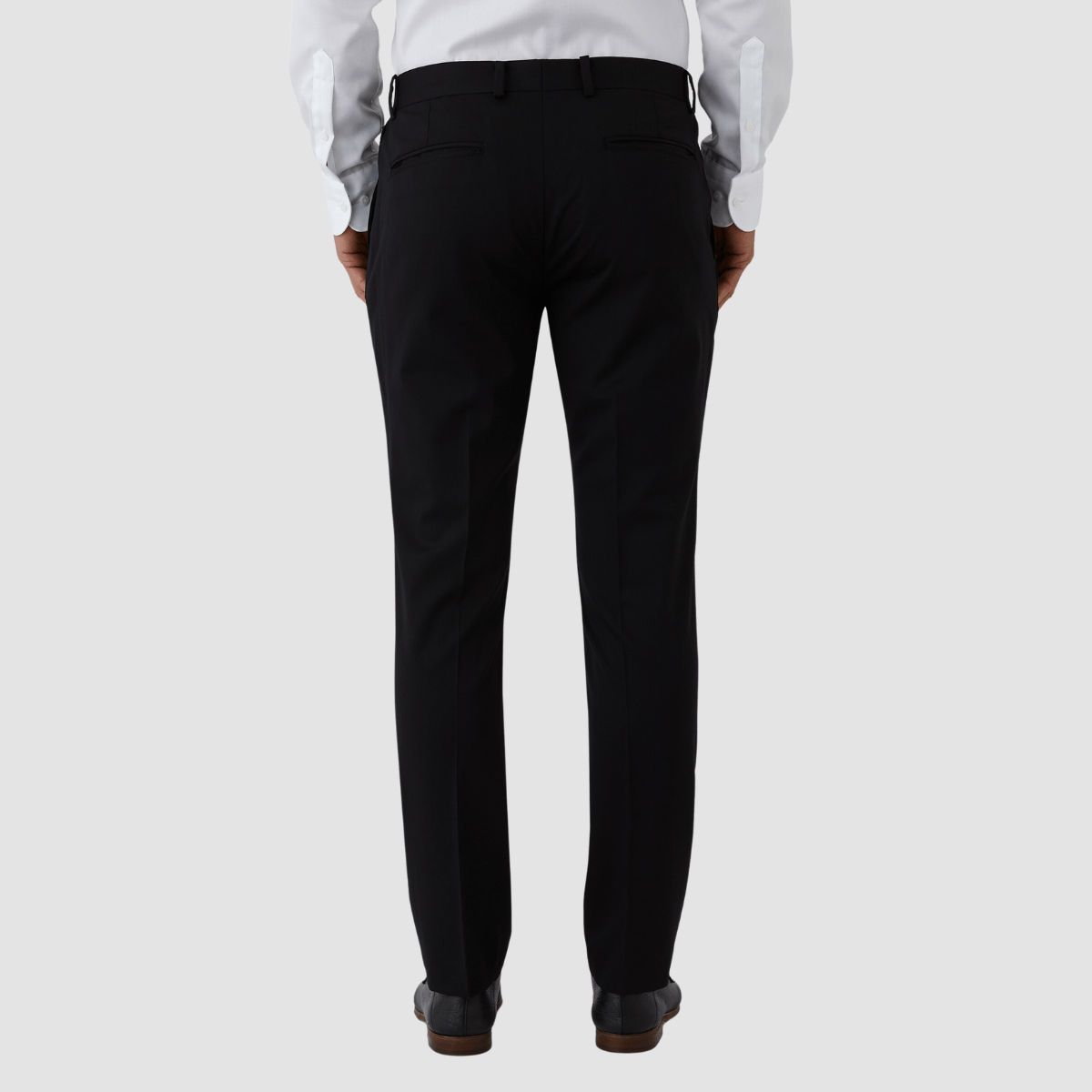 Joe Black slim fit cavalry sports trousers in black wool stretch