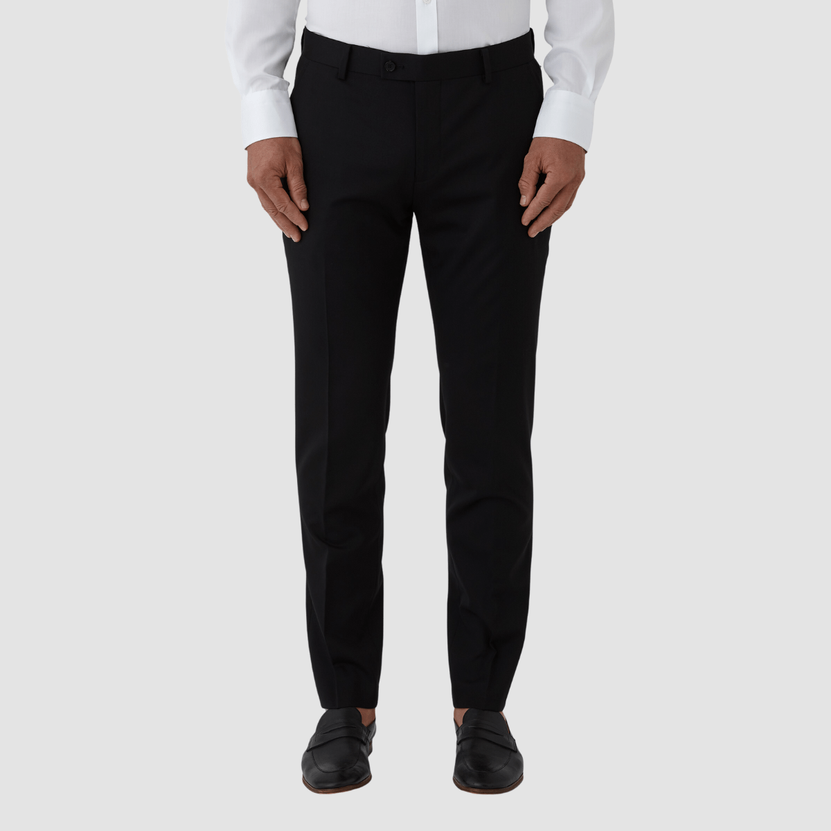 Joe Black slim fit cavalry sports trousers in black wool stretch